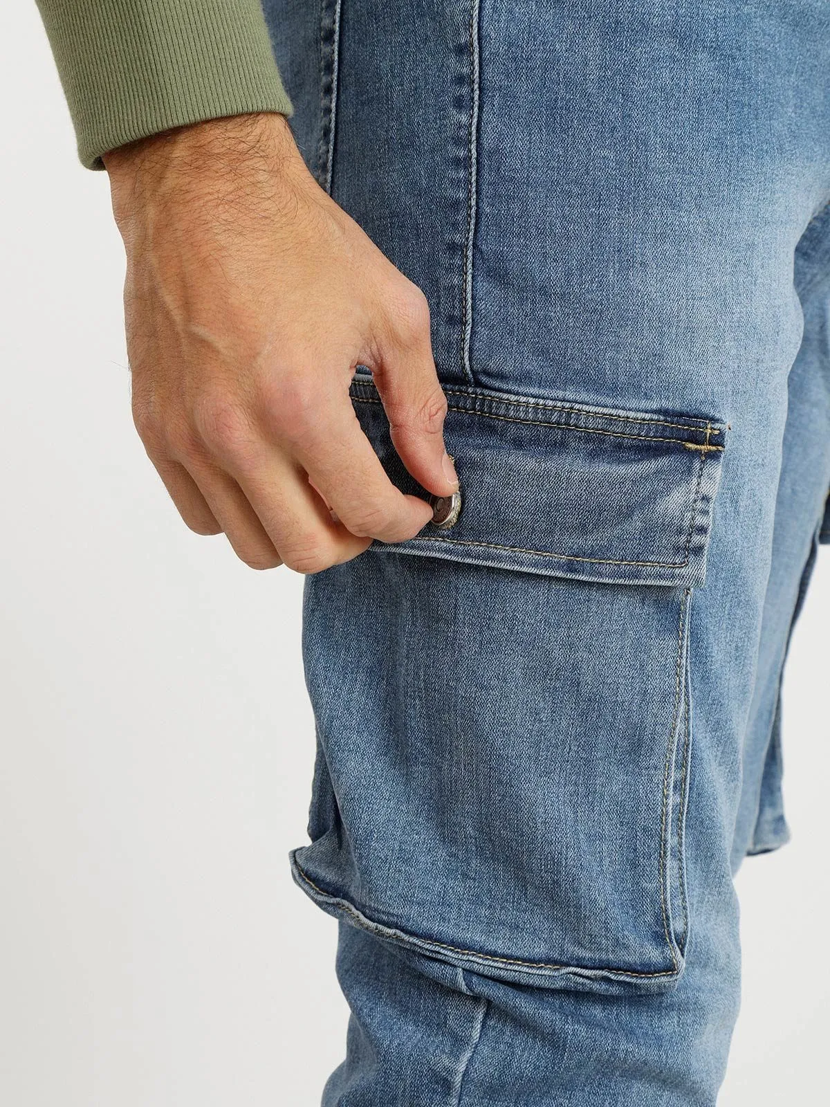 3-D Jeans Jean cargo pour hommes avec grandes poches et poignets
