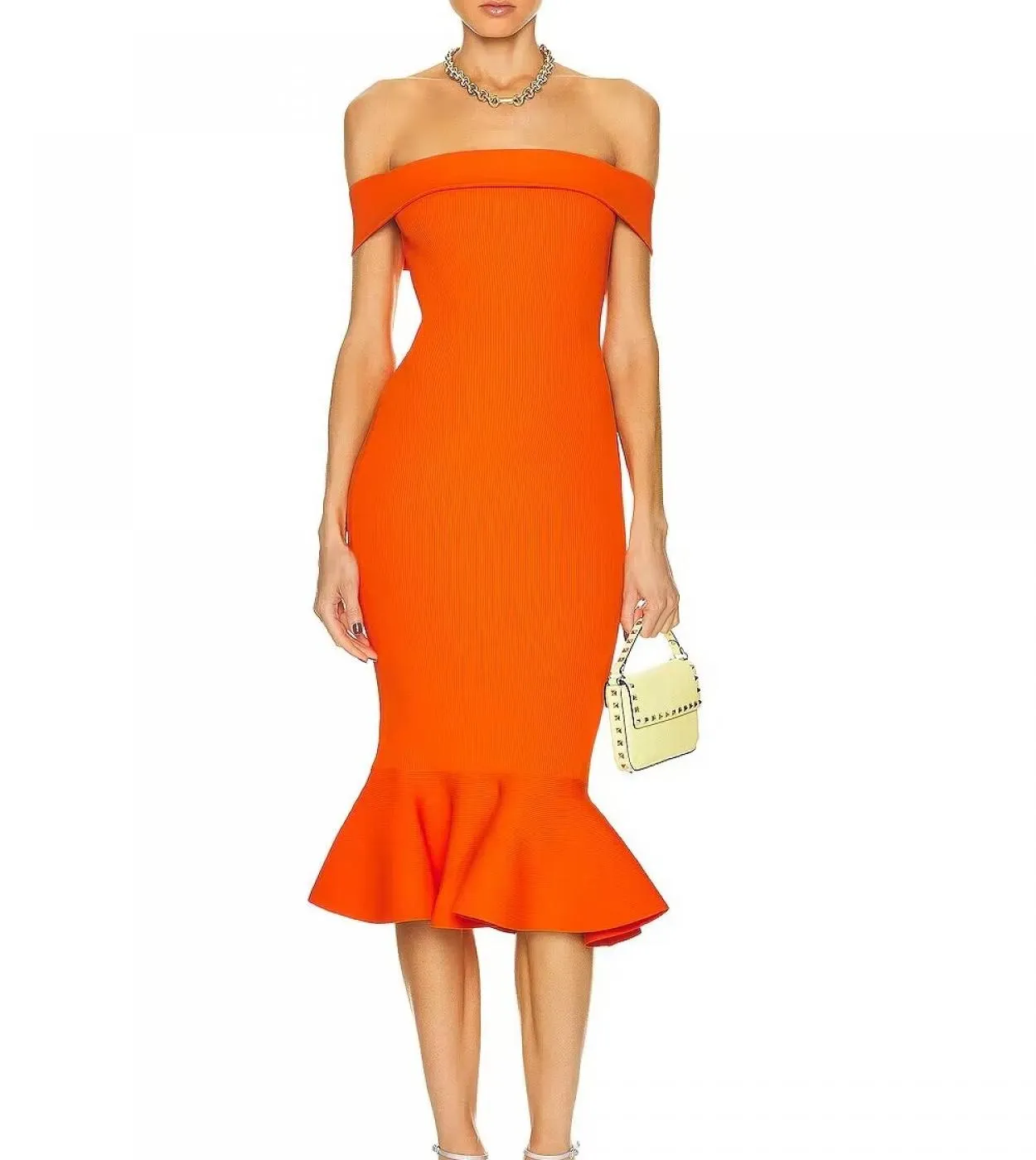 Abito da fasciatura con volant da donna senza spalline Mid 2022 Summer New Bodycon Slash Neck Elegant Club Evening Party Dresses