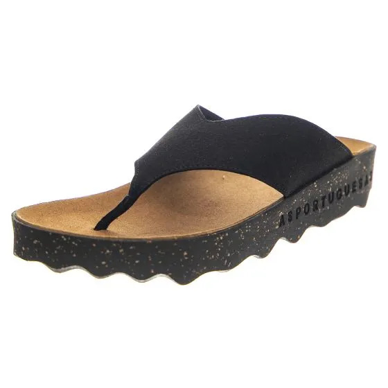 ASPORTUGUESAS Cole L Eco Suede Black - Sandali Donna Neri    