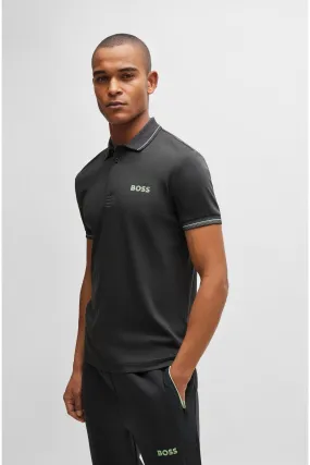 BOSS Mesh Logo Slim Fit Interlock Cotton Polo Shirt    