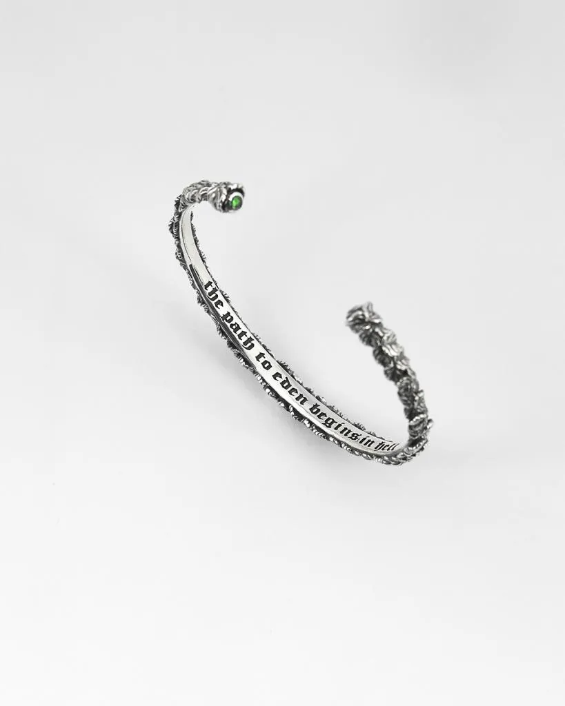 Bracciale rigido foglie zircone verde argento brunito Nove25