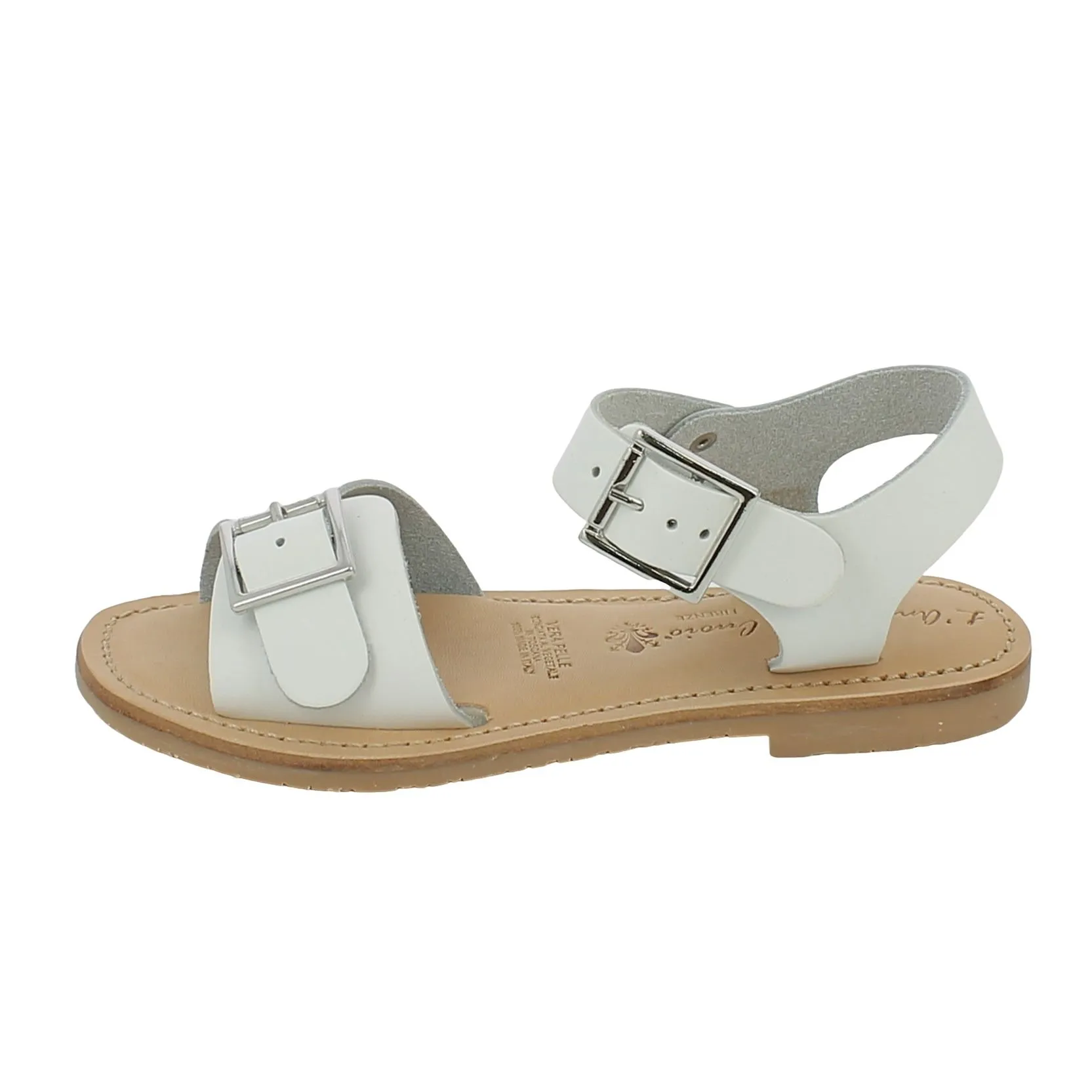 BRAND  Sandalo in pelle bianca con doppia fibbia 