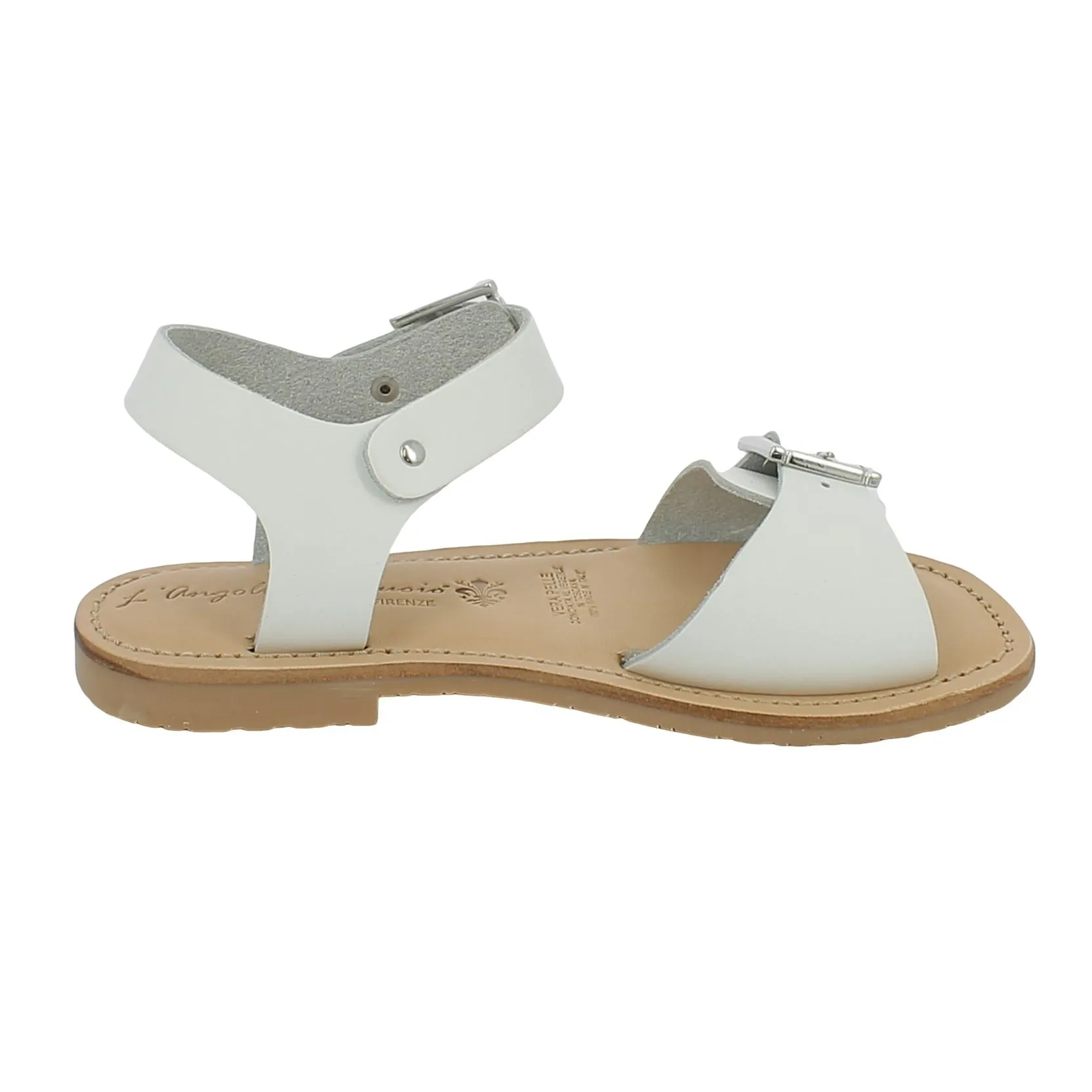 BRAND  Sandalo in pelle bianca con doppia fibbia 
