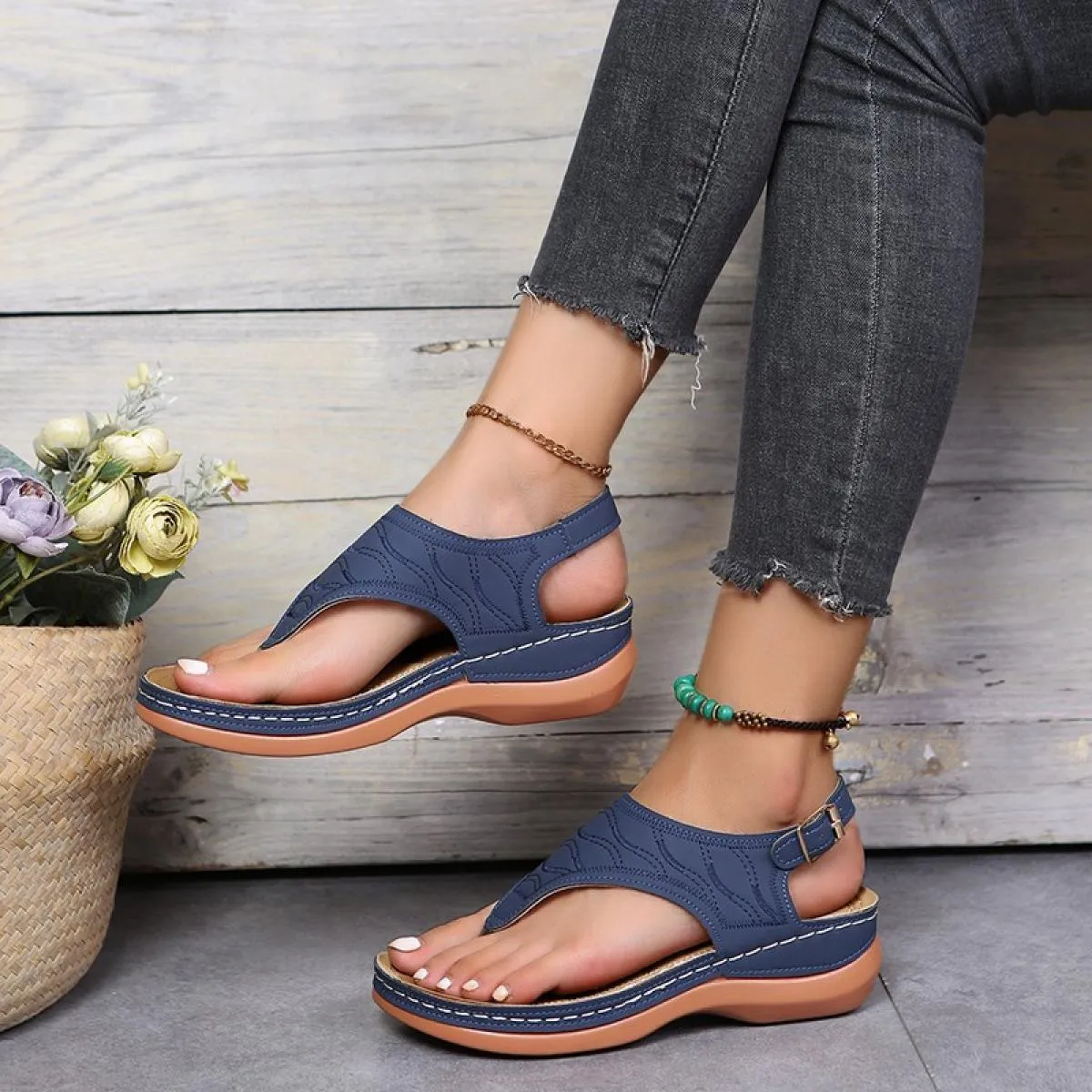 Estate Oxford Donne Sandali Appartamenti Pantofole In Pelle Pu Infradito Fibbia Della Cintura Scarpe Femminili 2022 Nuova Roma M