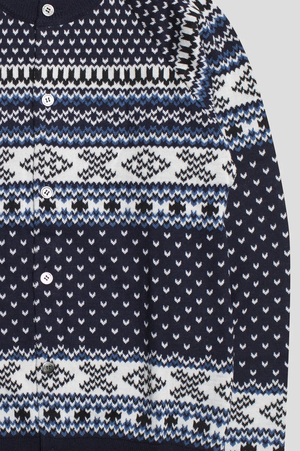 GANRYU NORDIC NORDIC CARDIGAN NAVY WHITE BLUE