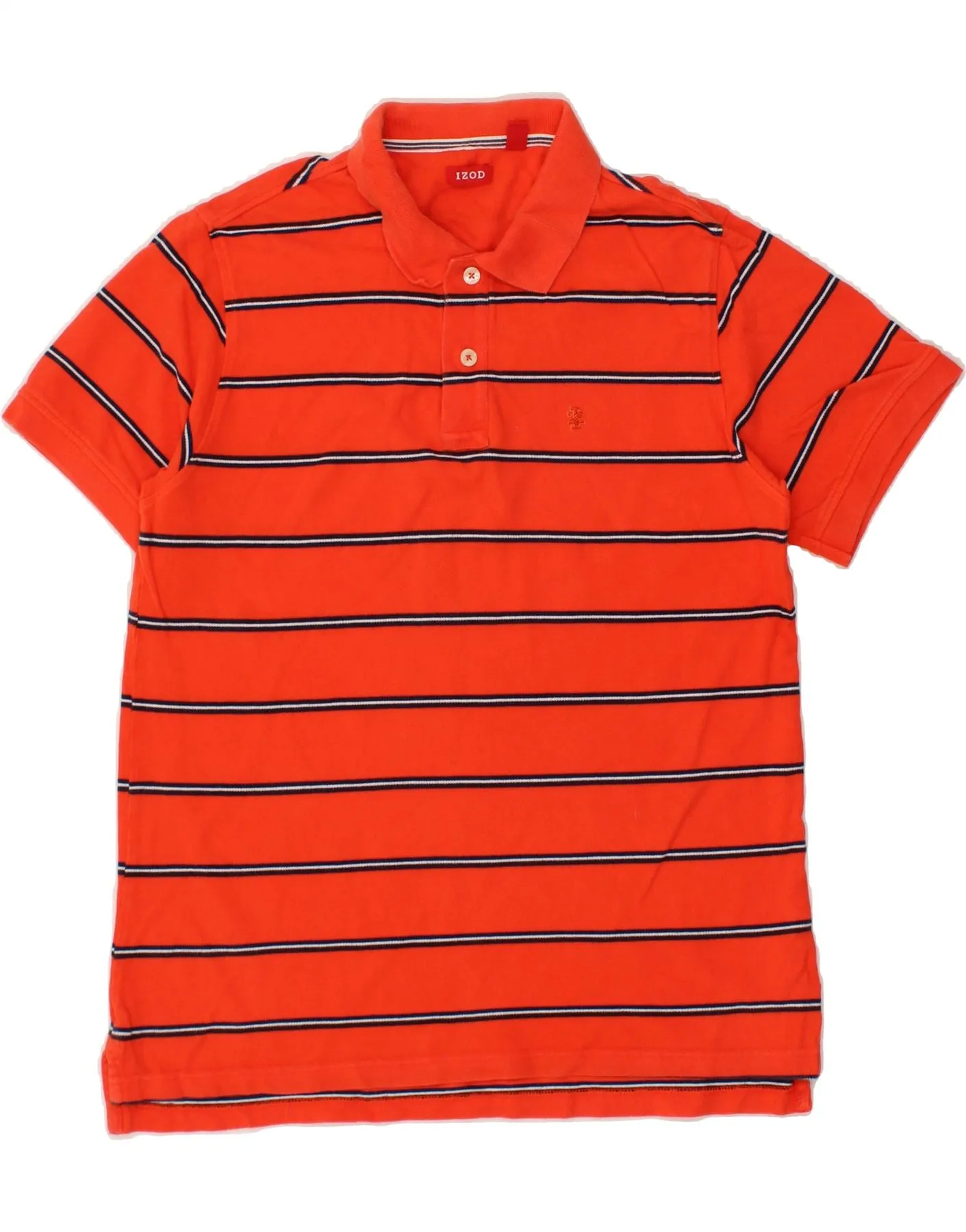 IZOD Mens Polo Shirt Large Red Striped Cotton