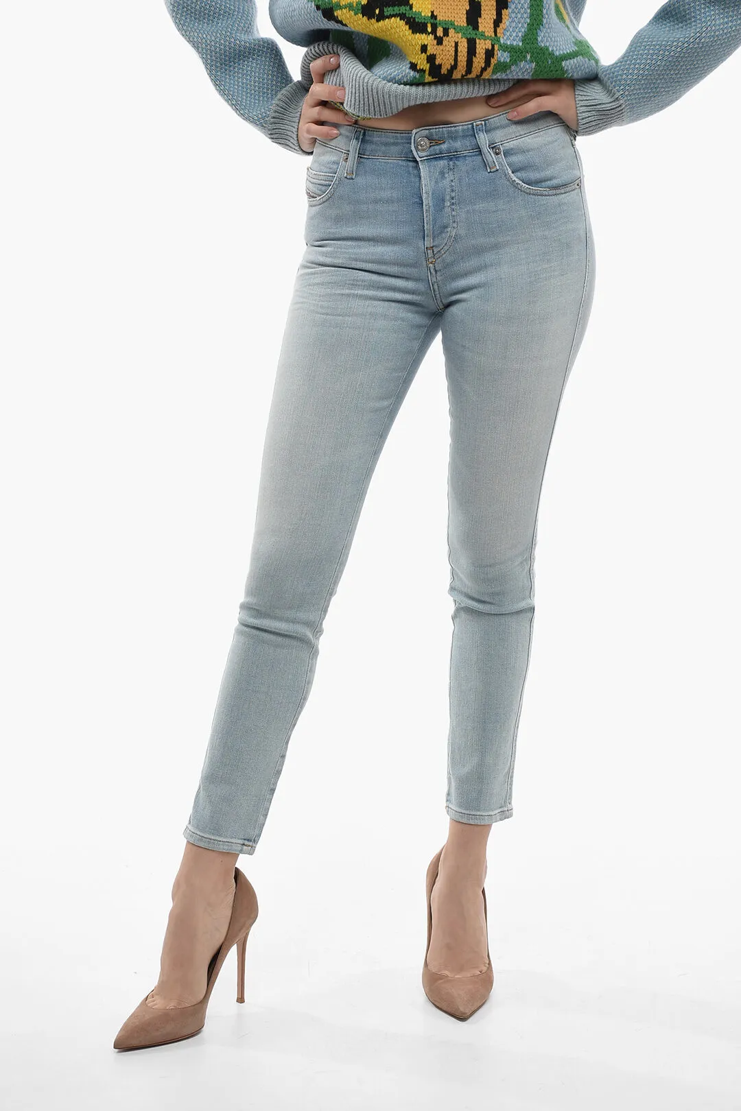Jeans Slim Fit BABHILA con Lavaggio Chiaro 14cm