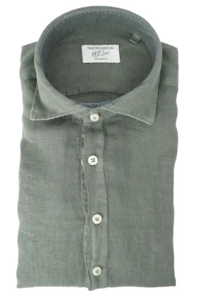Linen Shirt with Soft Collar / Green