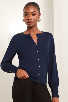Lipsy Ladder Trim Knitted Crew Neck Cardigan    