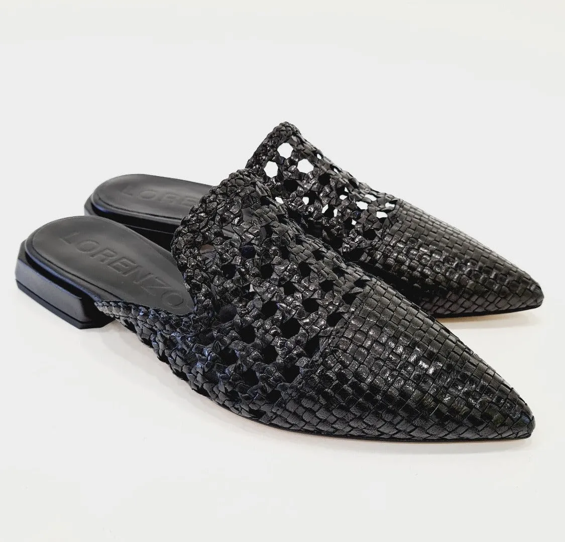 Lorenzo Mari sandalo sabot tacco 2,5 cm pelle intrecciata nero rif.731