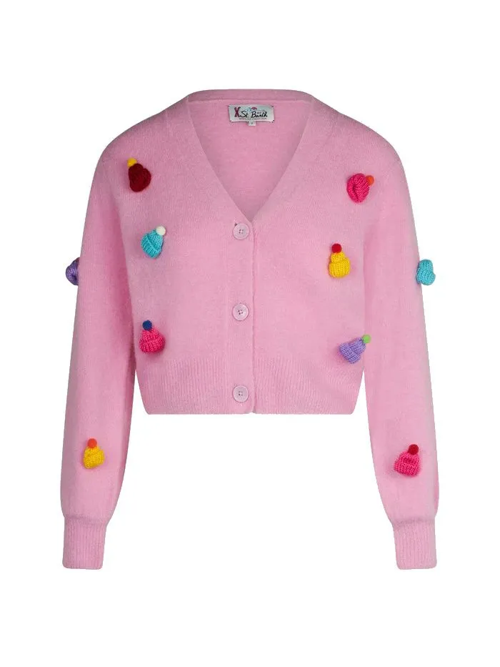 MC2SAINTBARTH   CARDIGAN ROSA IN MISTO ALPACA E LANA