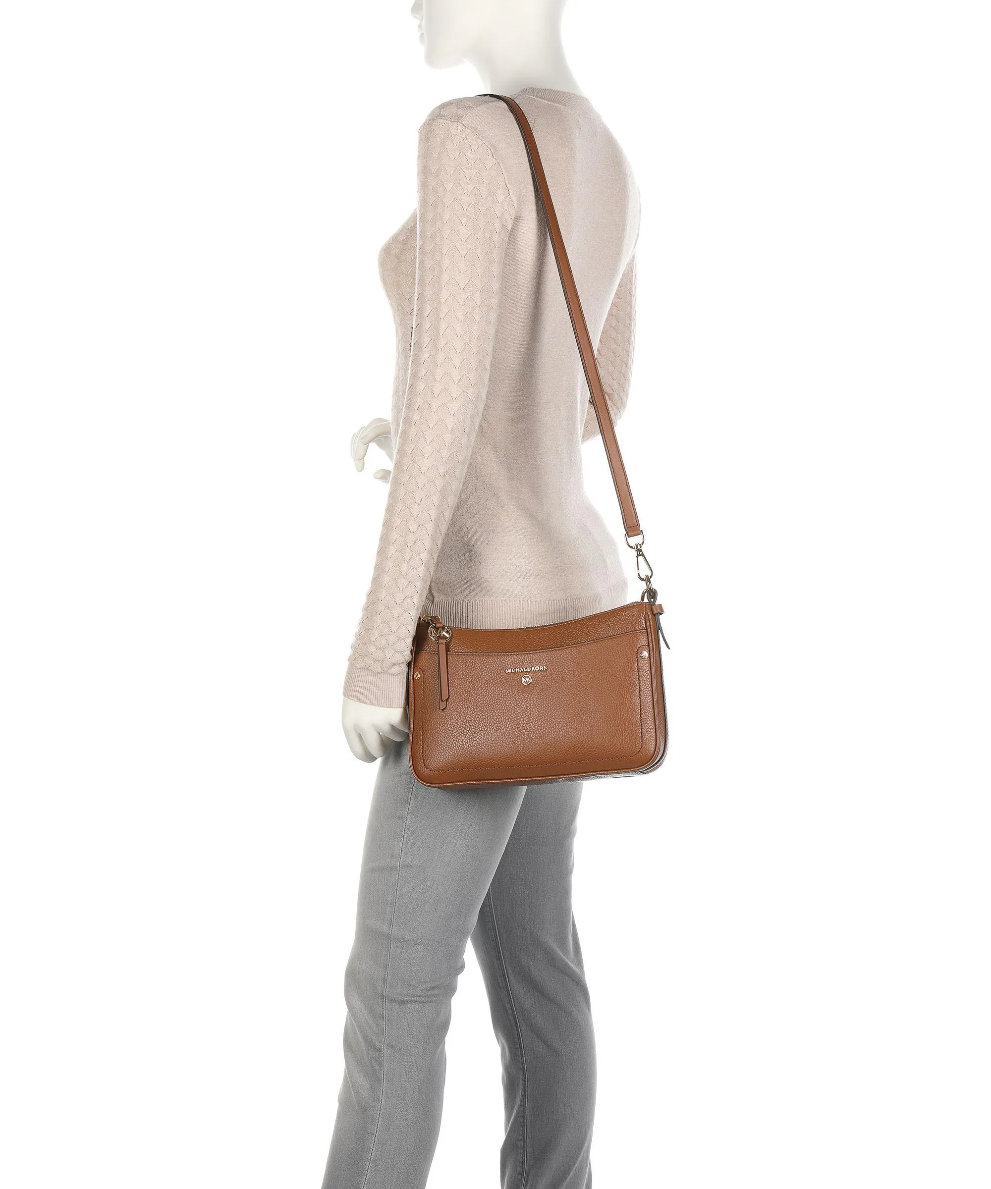  Michael Kors Jet Set Charm Borsa a spalla pelle di vacchetta grana marrone  
