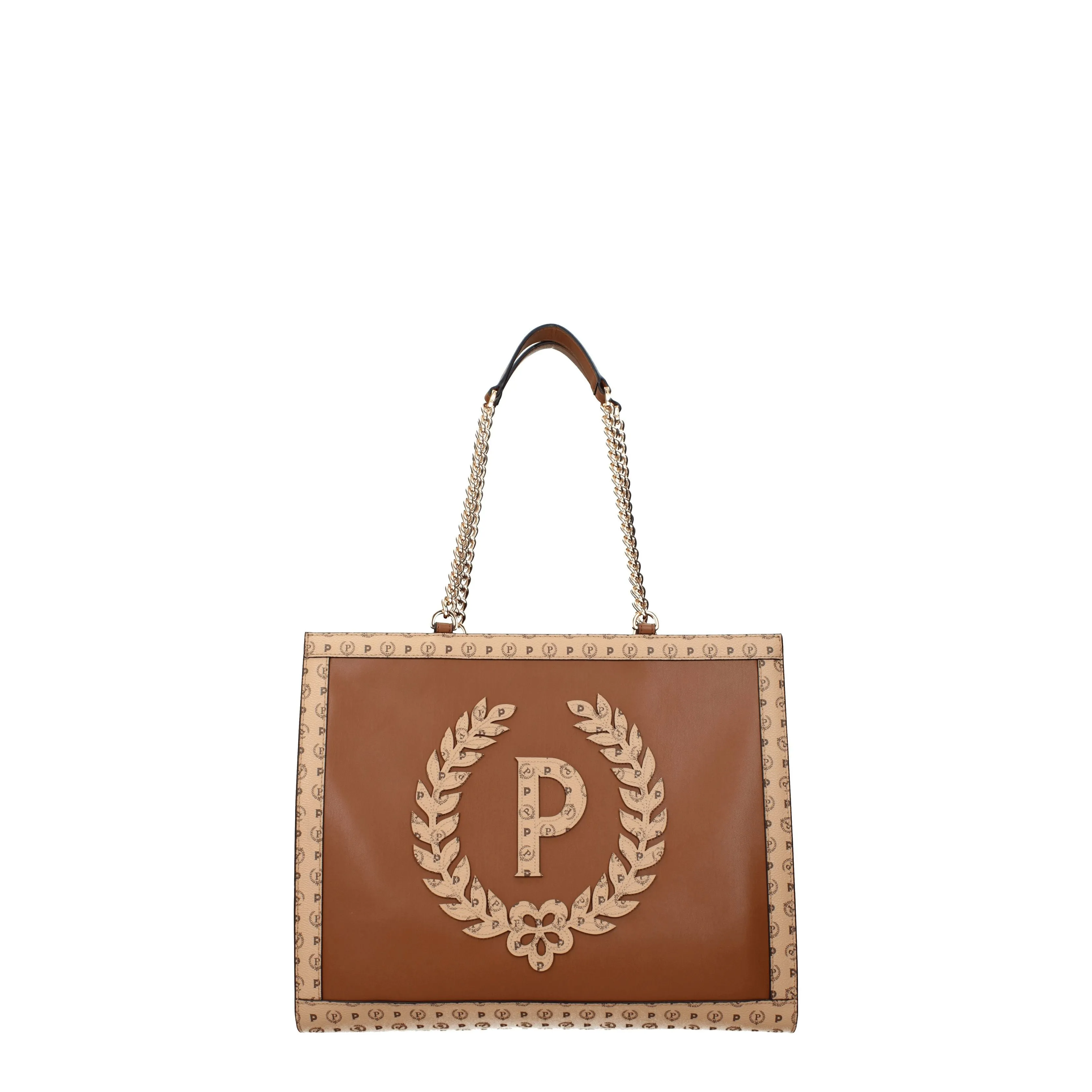 Pollini Borse a Spalla Donna Poliuretano Marrone/Crema