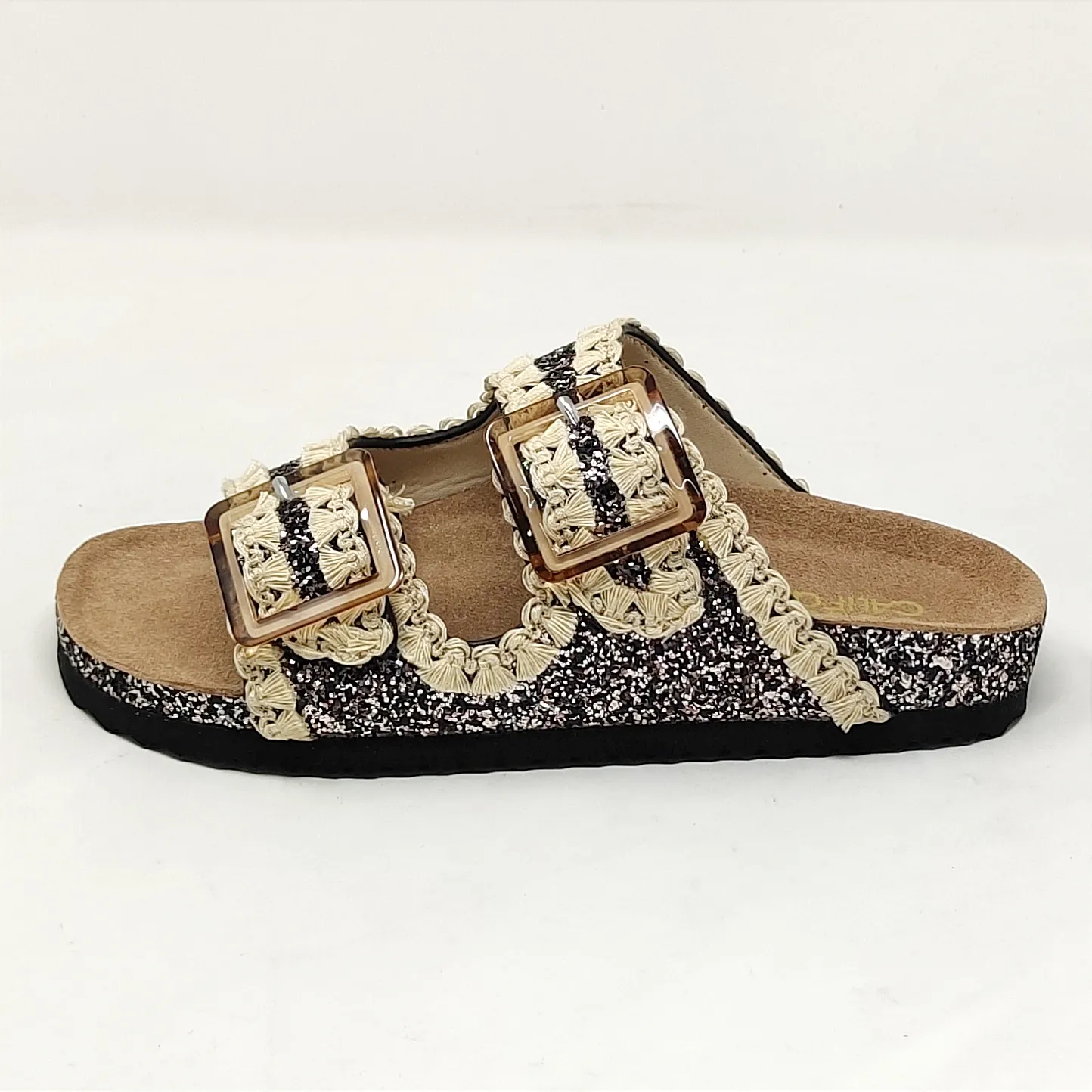 SANDALO IN GLITTER CON BORDO CROCHET COD. 3
