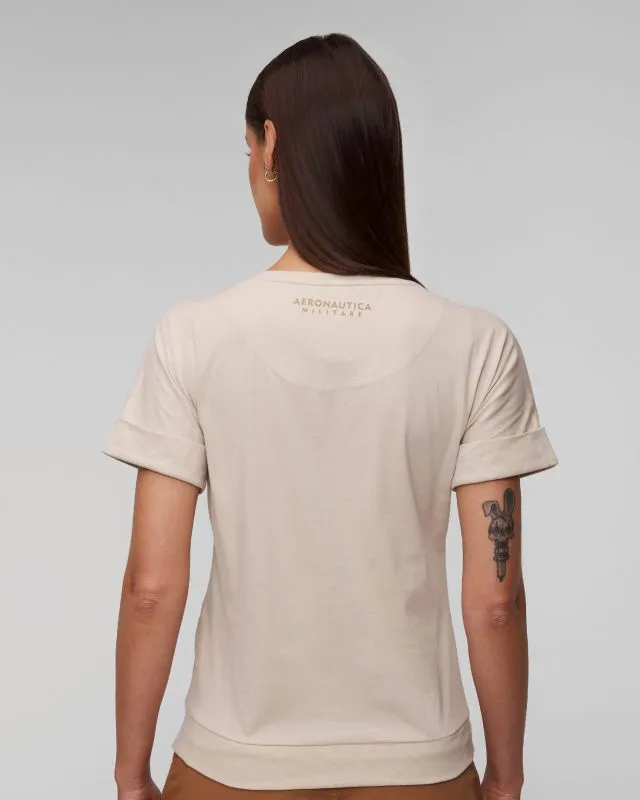 T-shirt beige da donna Aeronautica Militare