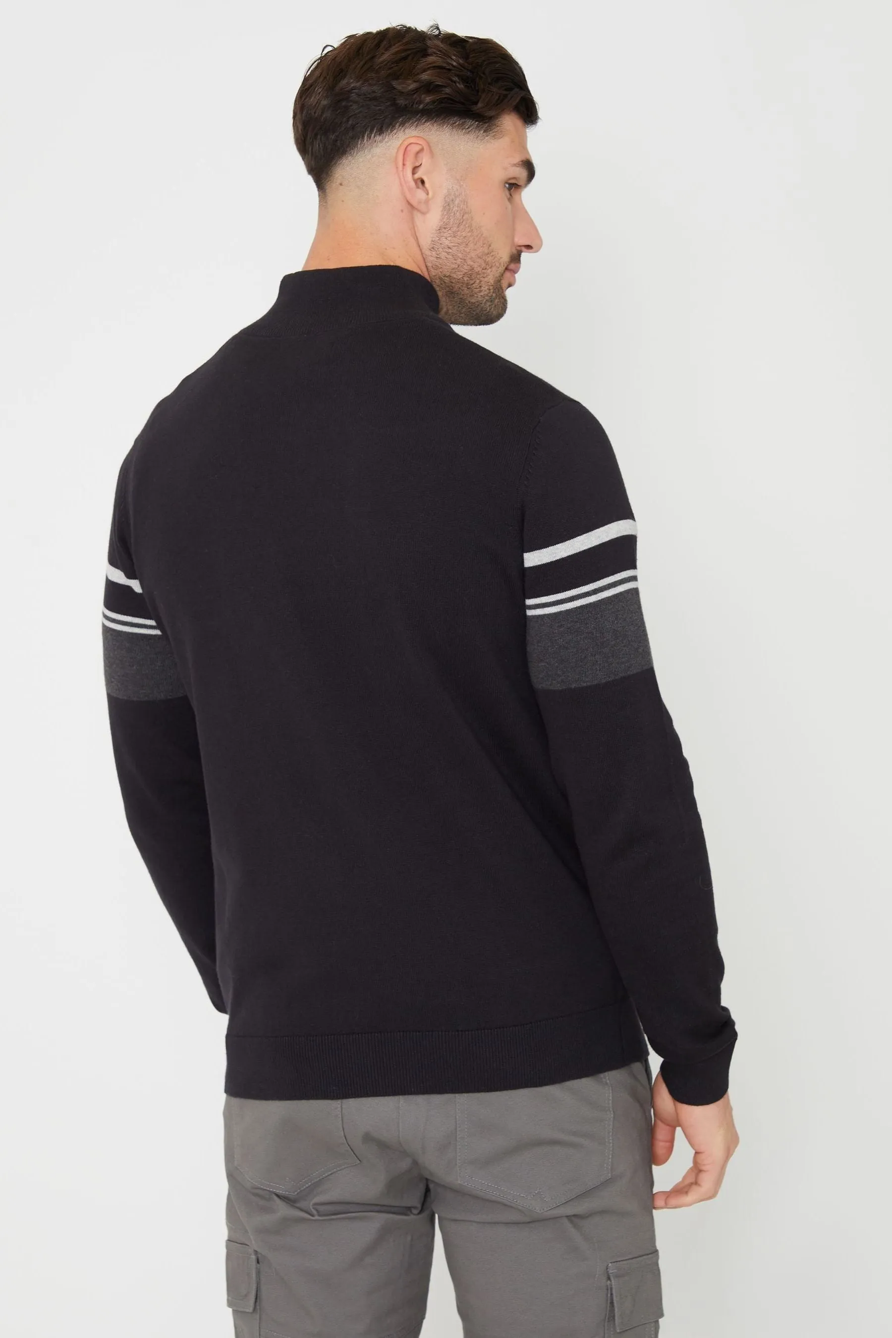 Threadbare Blocco di colore Quarter Zip Knitted Maglione    
