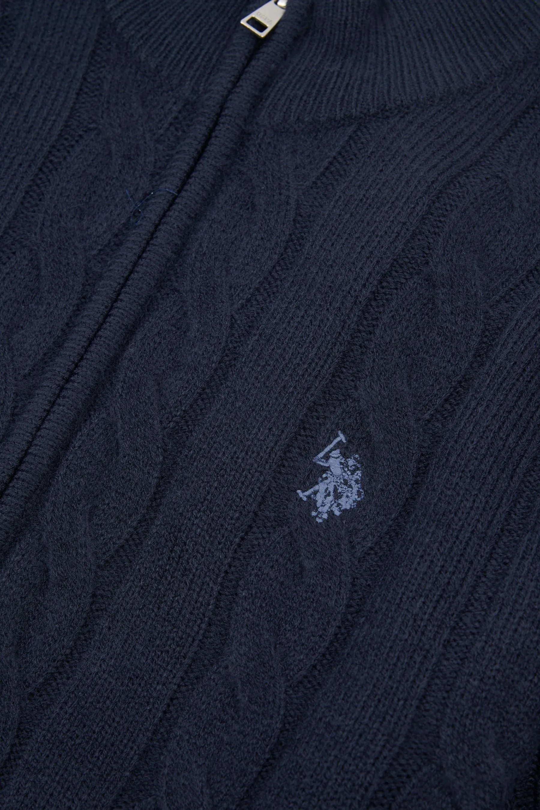 U.S. Polo Assn. Mens Trecce Zip Collo a imbuto Maglione    
